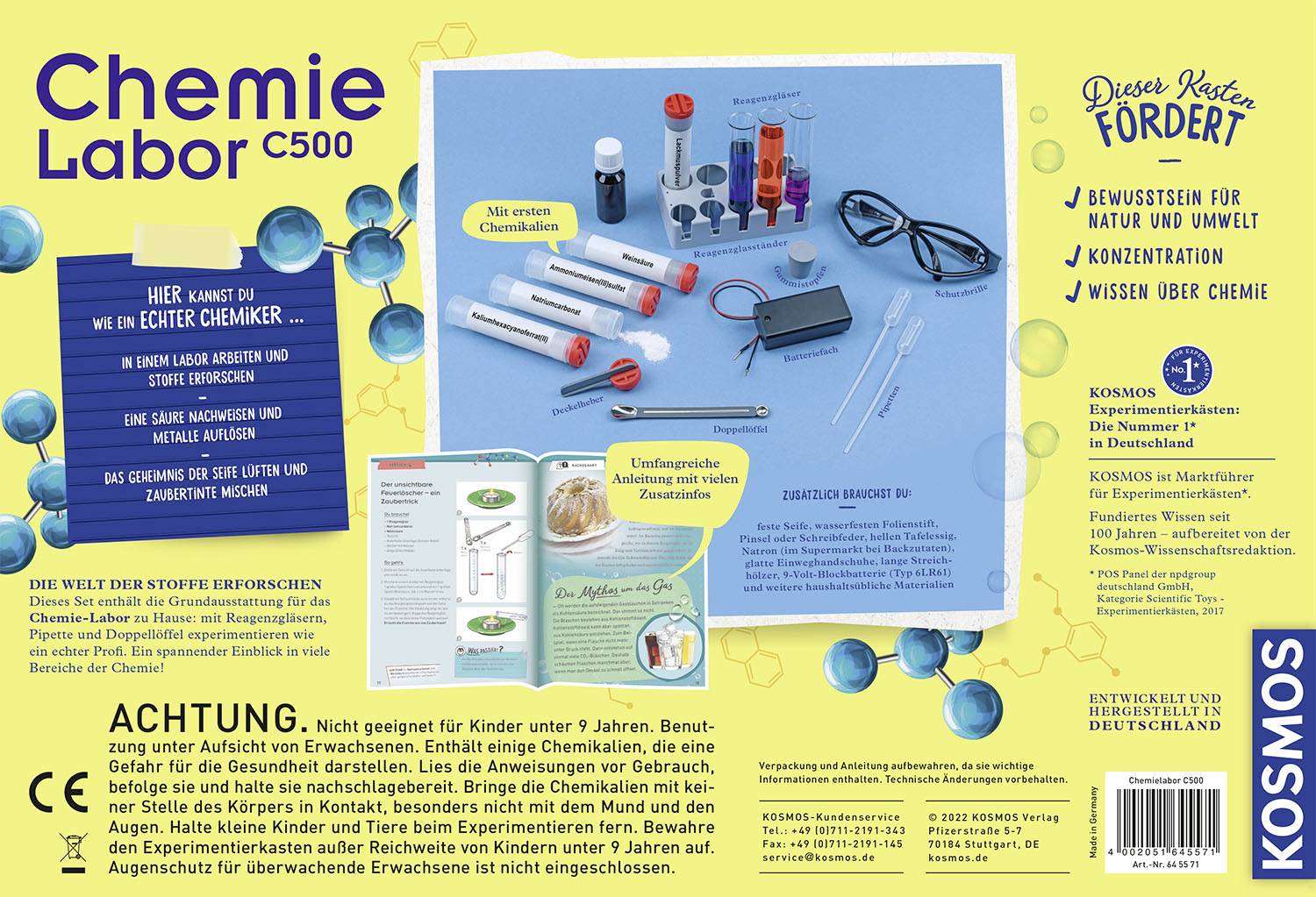 Kosmos Chemielabor C 500 X 645571 Experimentierkasten ab 9 Jahre