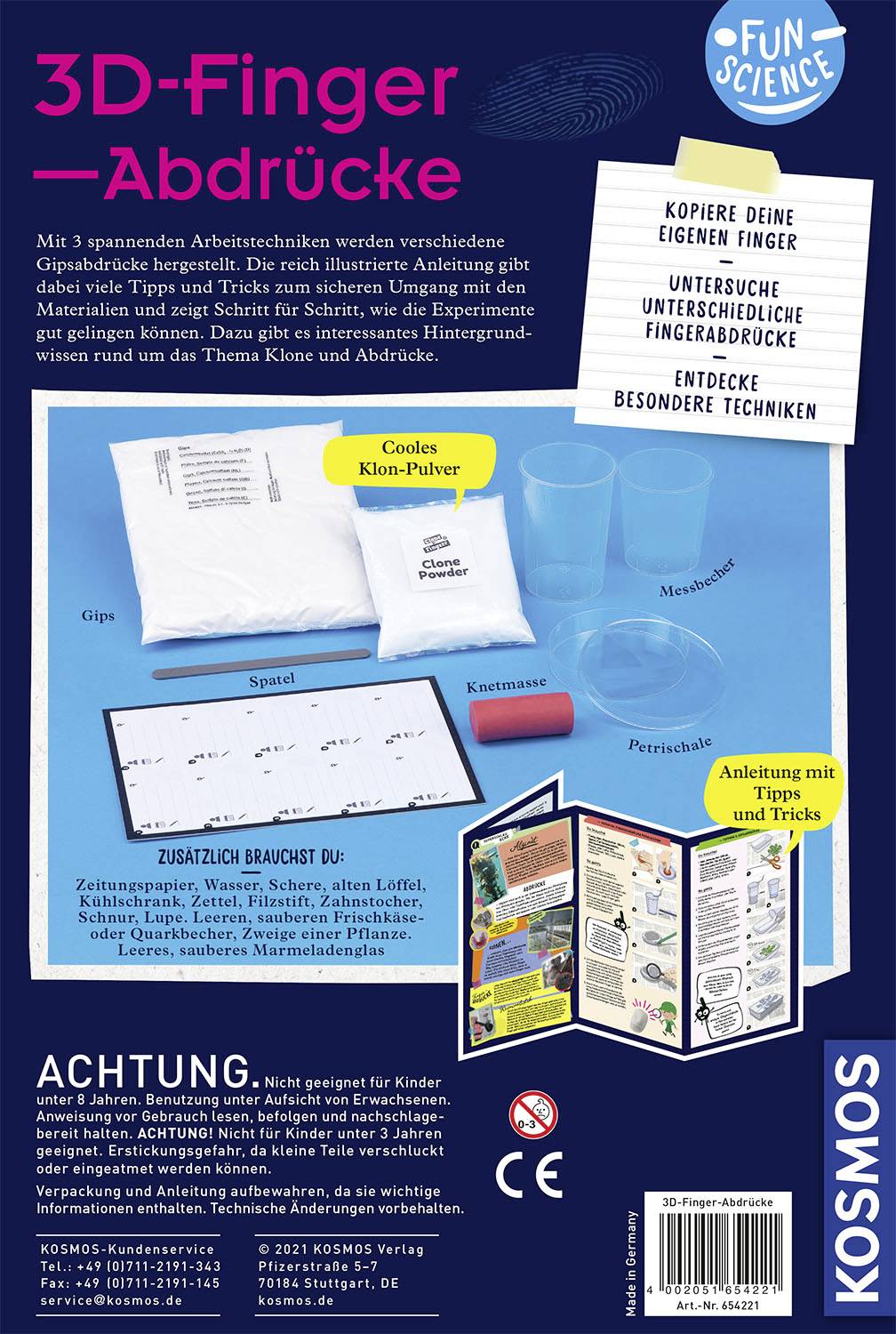 Kosmos 654221 Fun Science 3D-Fingerabdrücke Experimentierkasten ab 8 Jahre