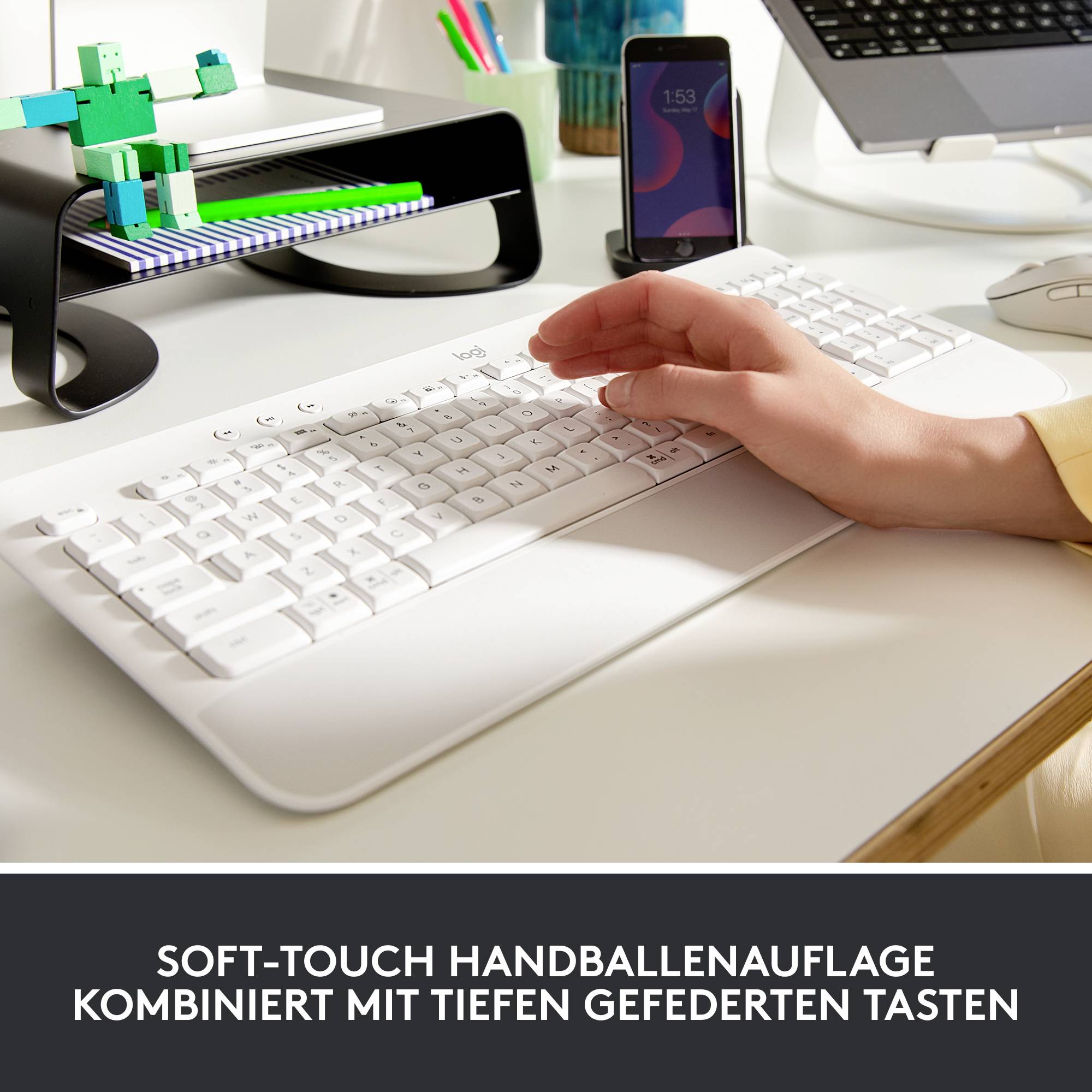 Logitech Signature K650 Bluetooth®, Funk Tastatur Deutsch, QWERTZ Weiß Spritzwassergeschützt