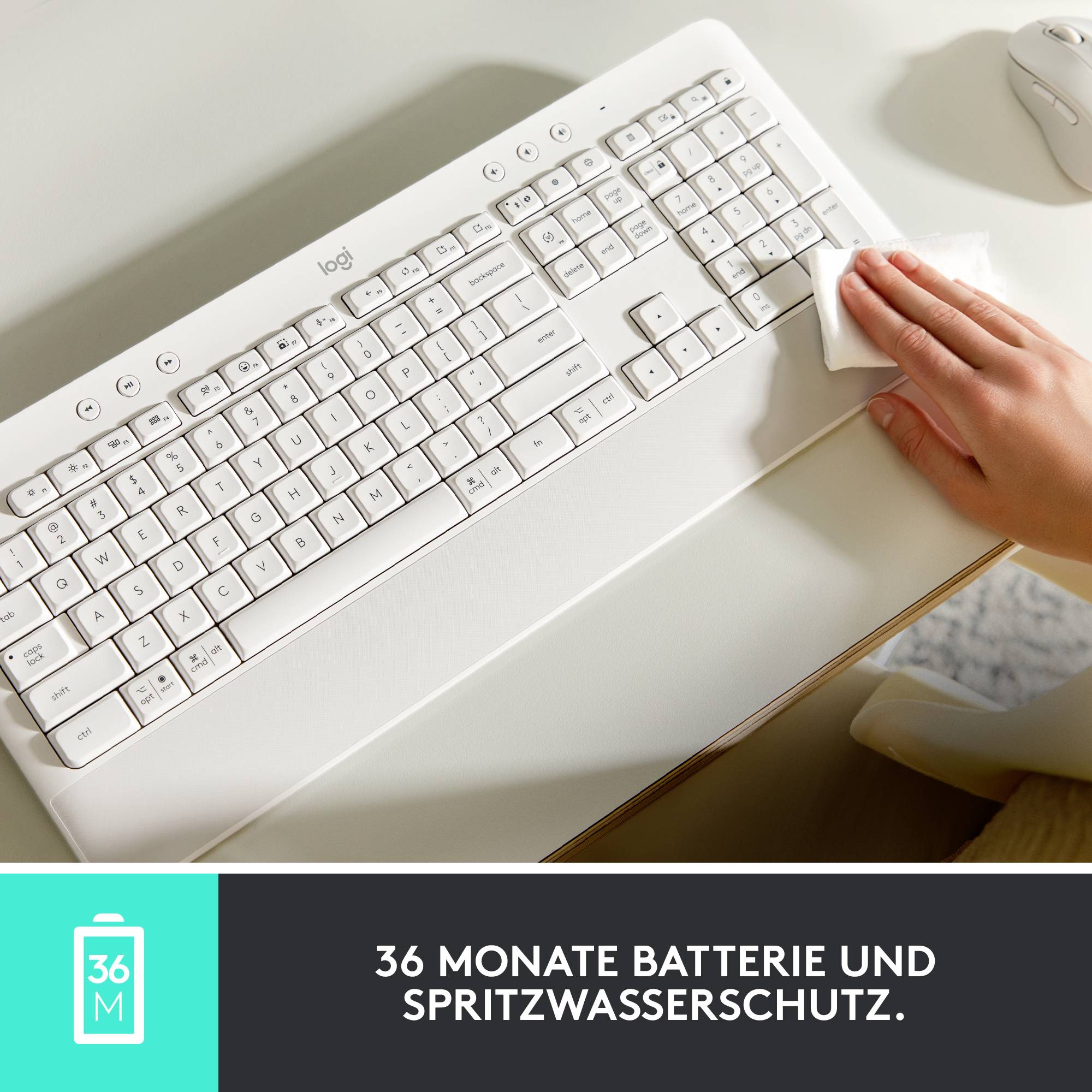 Logitech Signature K650 Bluetooth®, Funk Tastatur Deutsch, QWERTZ Weiß Spritzwassergeschützt