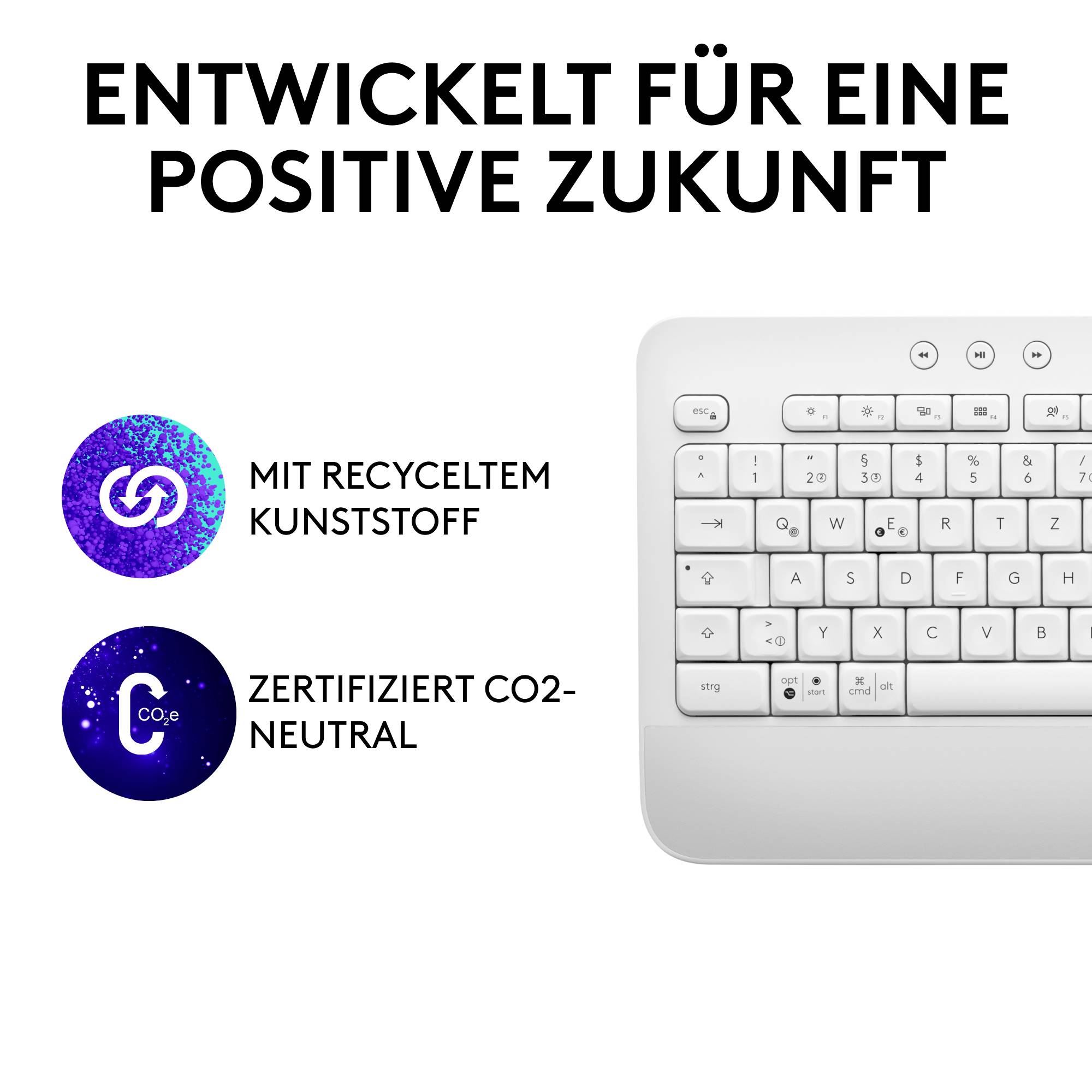 Logitech Signature K650 Bluetooth®, Funk Tastatur Deutsch, QWERTZ Weiß Spritzwassergeschützt