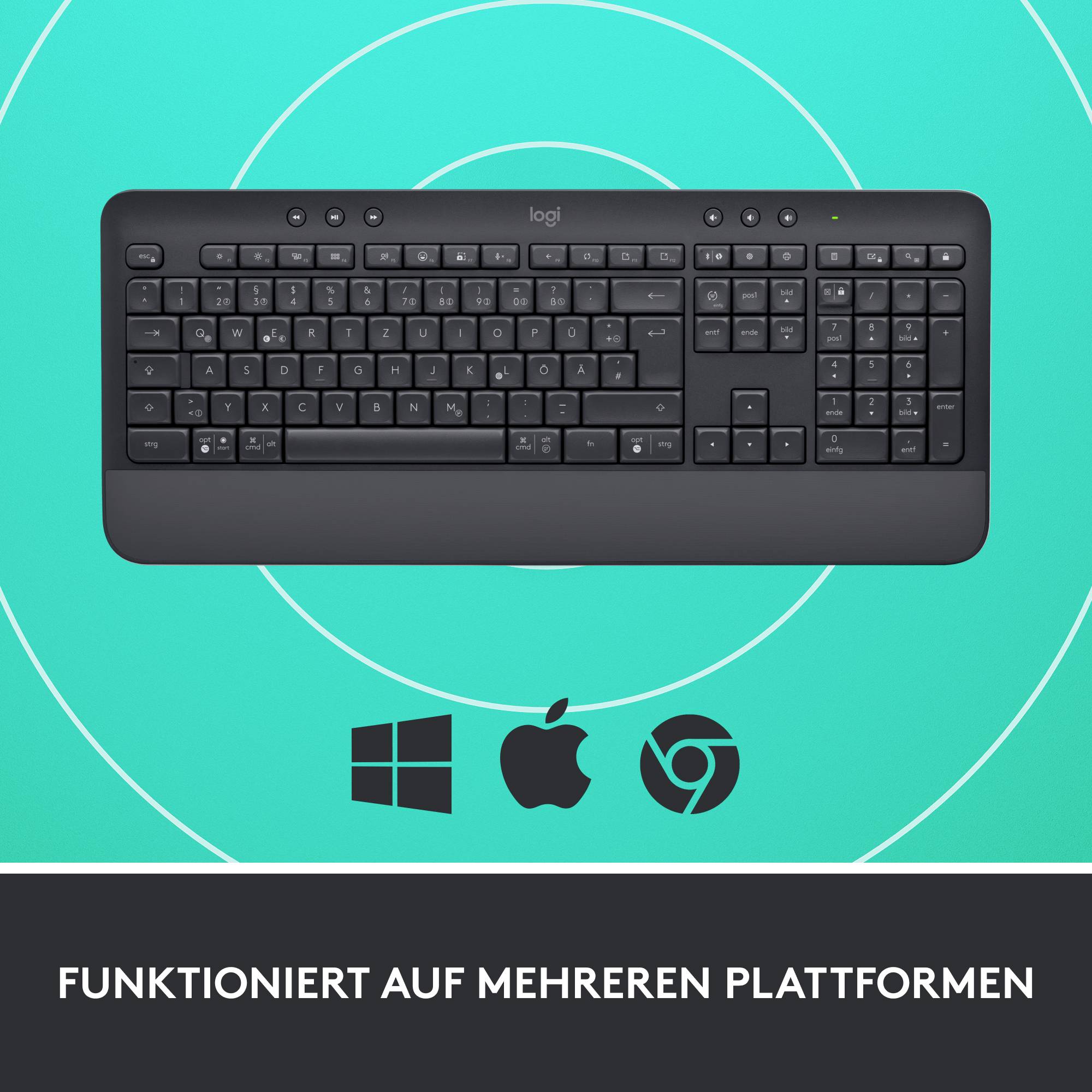 Logitech Signature K650 Bluetooth®, Funk Tastatur Deutsch, QWERTZ Graphit Spritzwassergeschützt