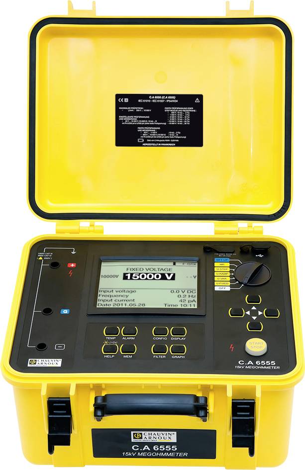 Chauvin Arnoux C.A 6555 Isolationsmessgerät 500 V, 1000 V, 2500 V, 5000 V, 10000 V, 15000V 30 TΩ