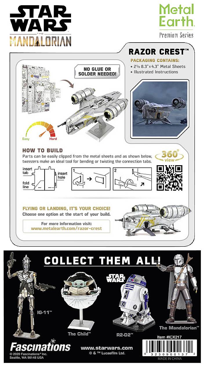 Metal Earth Iconx STAR WARS Mandalorian - Razor Crest™ Metallbausatz