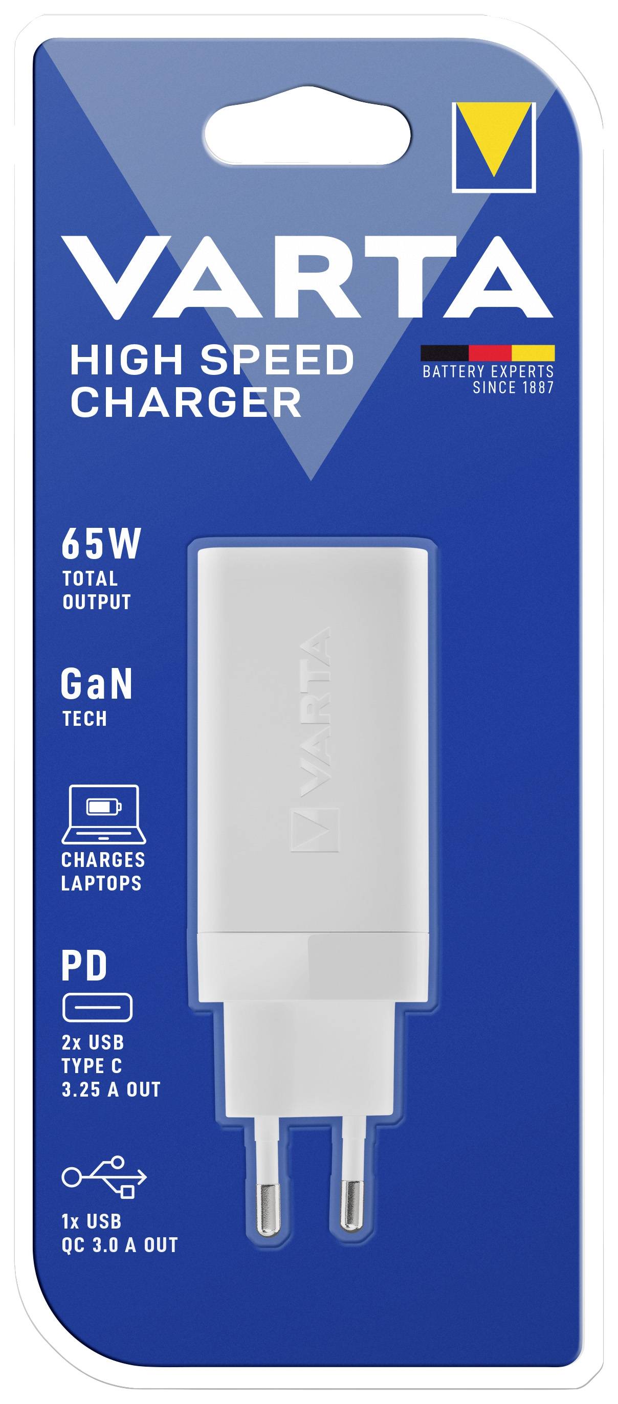 Varta High Speed Charger 65W USB Ladegerät 65W 1x USB-A, 2x USB-C® Innenbereich