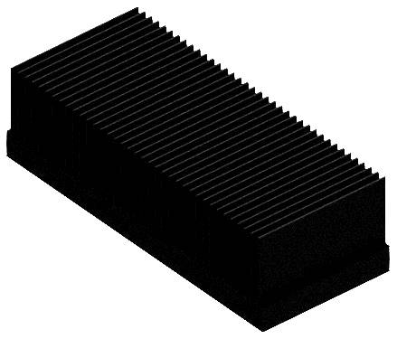 Schwarzer Kühlkörper aus Aluminium mit Rippen zur Wärmeableitung.
