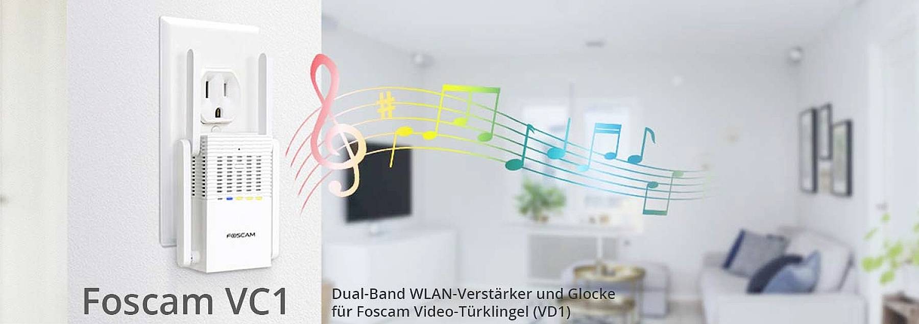 Foscam fscvc1 Video-Türsprechanlage WLAN-Verstärker und Gong Weiß