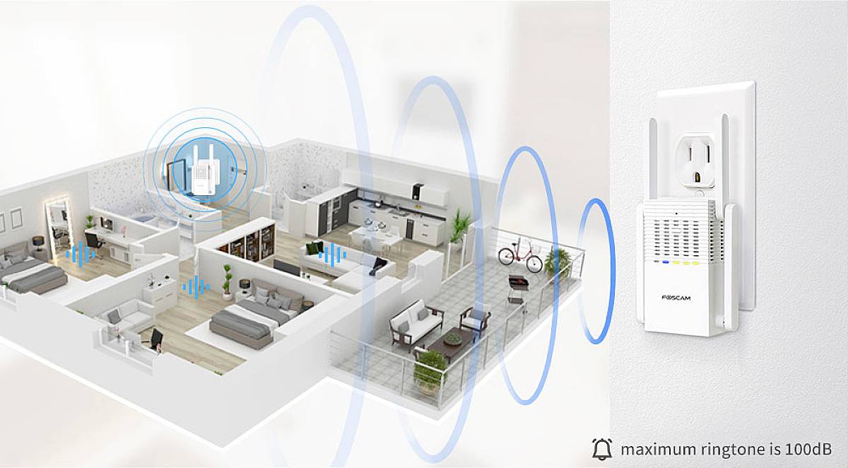 Foscam fscvc1 Video-Türsprechanlage WLAN-Verstärker und Gong Weiß