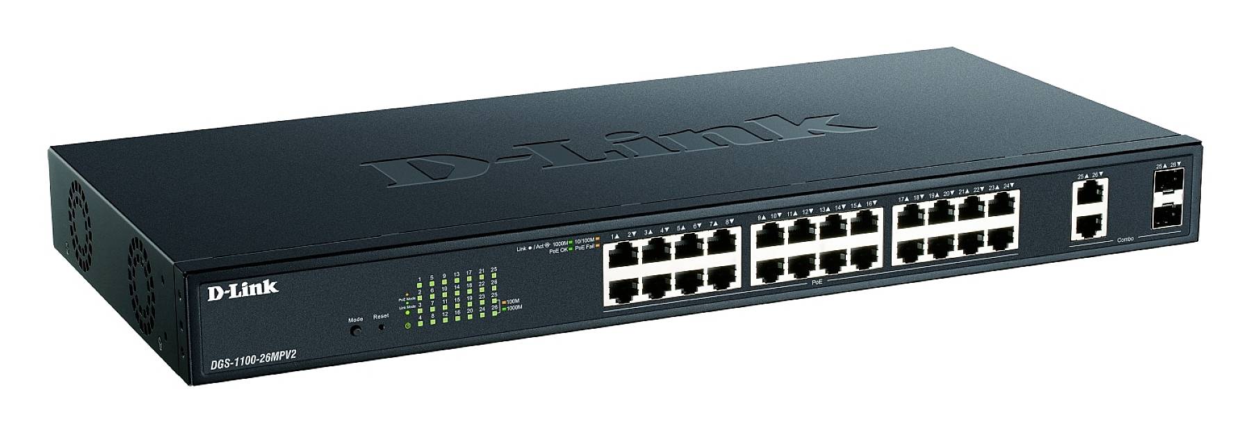 Ein D-Link Netzwerk-Switch mit mehreren Ethernet-Ports zur Verbindung von Computern in einem Netzwerk.