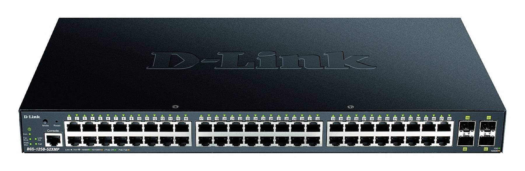 D-Link DGS-1250-52XMP/E Netzwerk Switch RJ45/SFP+ 48 + 4 Port 176 Gbit/s PoE-Funktion