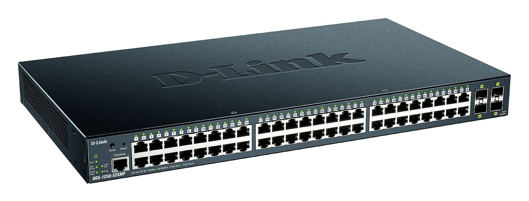 D-Link DGS-1250-52XMP/E DGS-1250-52XMP/E Netzwerk Switch 48 + 4 Port 176 Gbit/s PoE-Funktion
