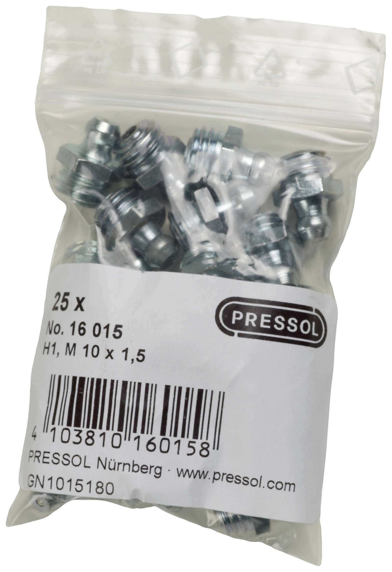 Pressol Kegelschmiernippel H1-gerade, M 10 x 1,5 25St.