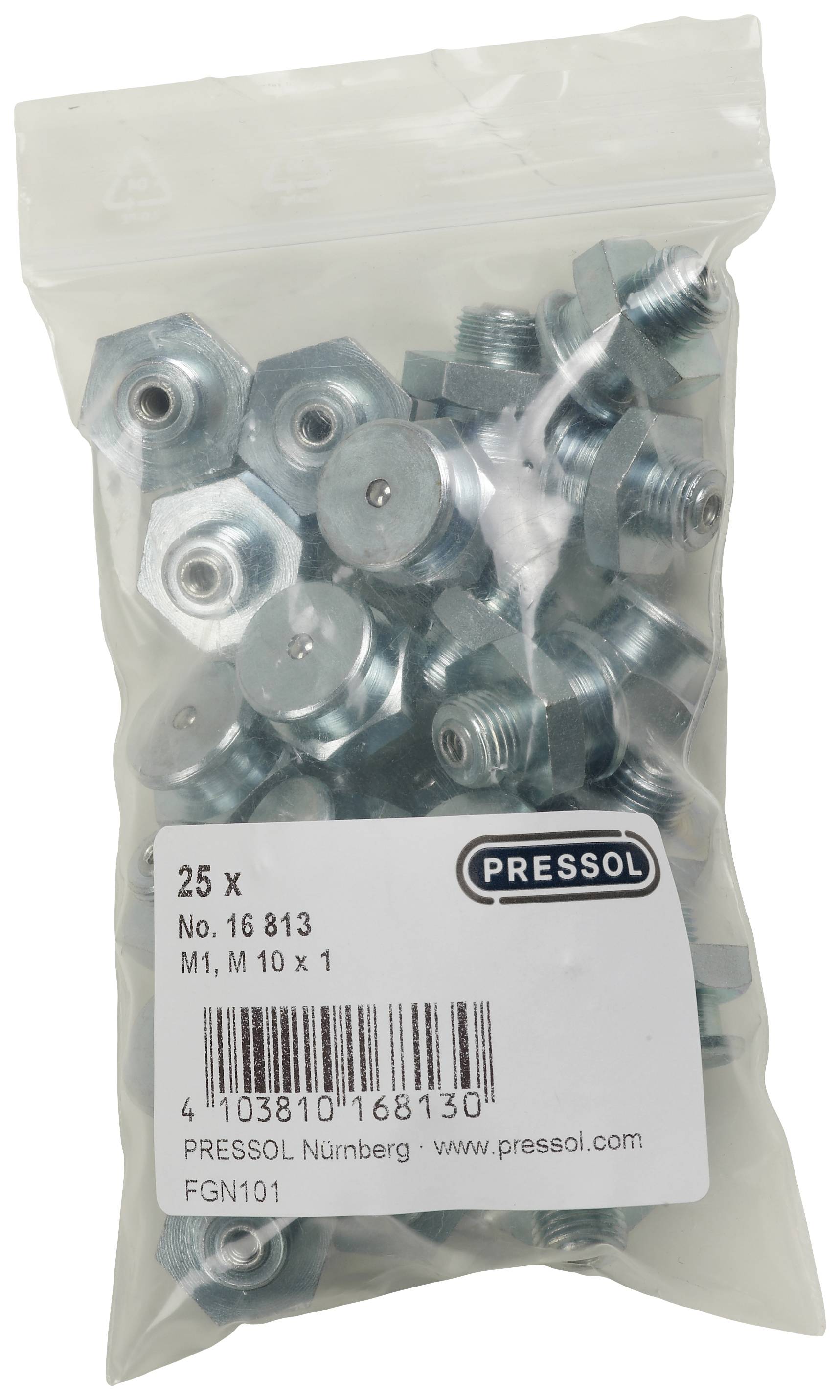 Pressol Flachschmiernippel M1-KØ 16, M 10 x 1-VZ 25St.