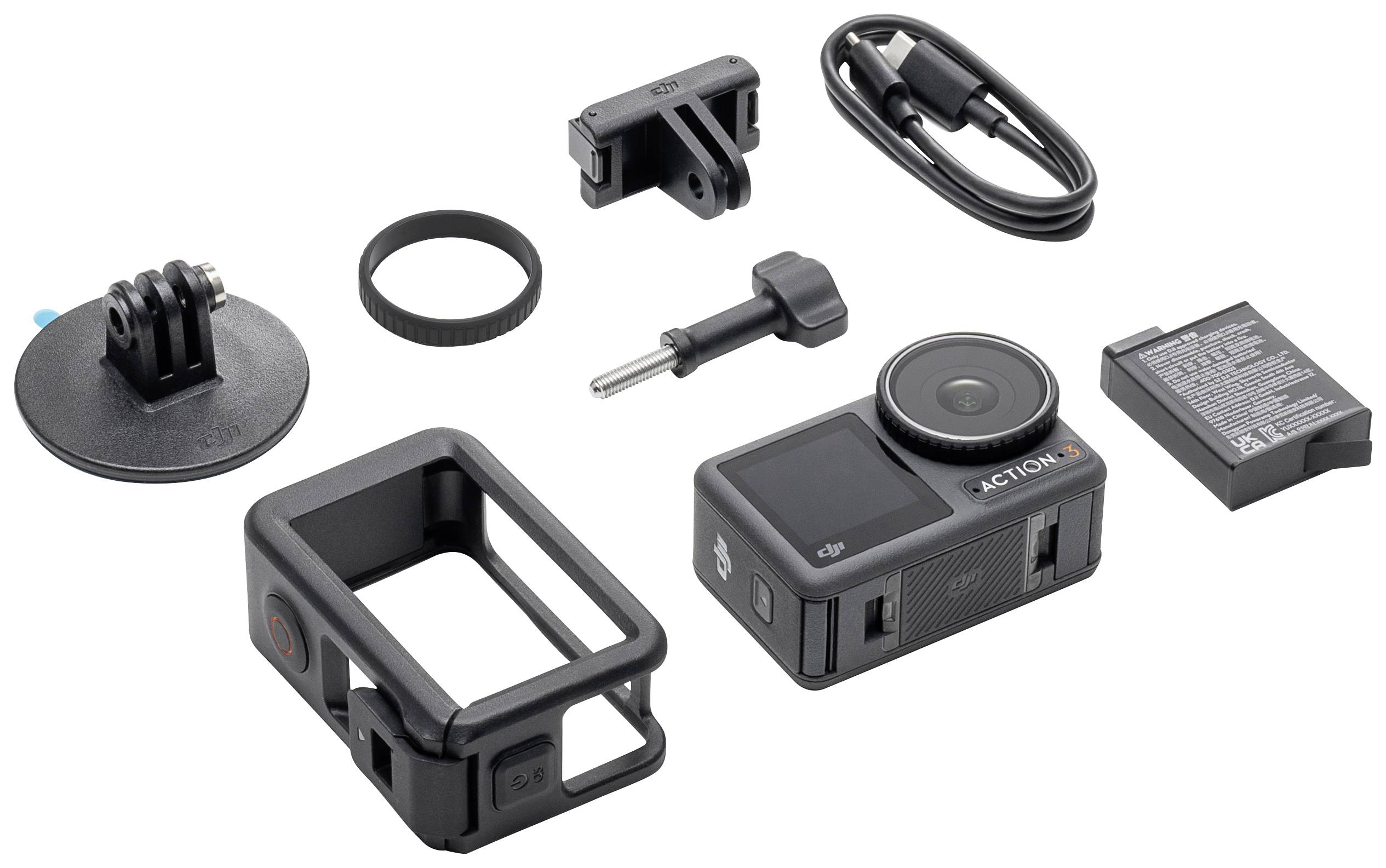 DJI Action 3 Standard Action Cam 4K, Ultra HD, WLAN, Dual-Display, Wasserfest, Touch-Screen, Zeitlupe, Staubgeschützt, Frostbeständig, Intervall-Auf