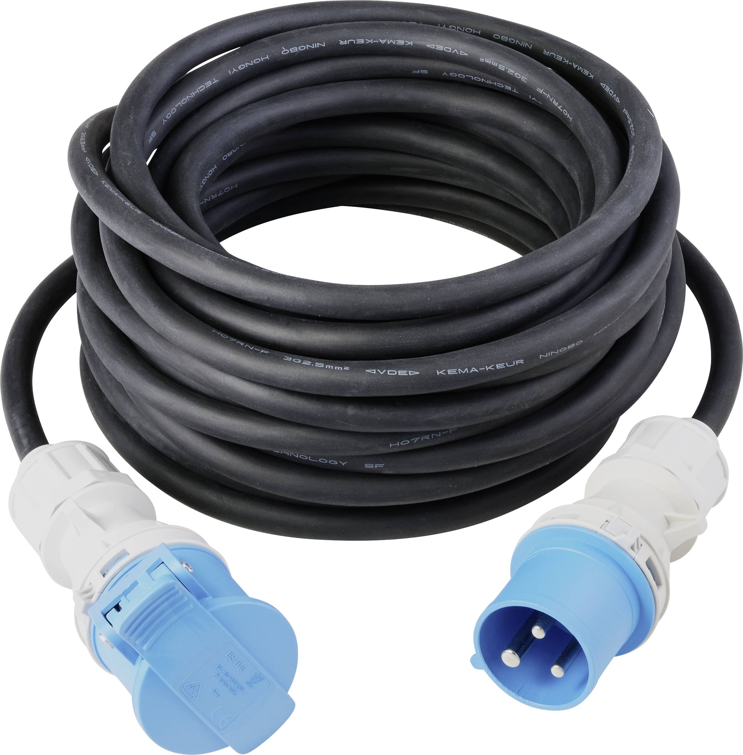 Sygonix SY-5244052 Strom Verlängerungskabel 16A Schwarz 10m H07RN-F 3G 2,5mm² witterungsbeständig, für Außenbereich geeignet