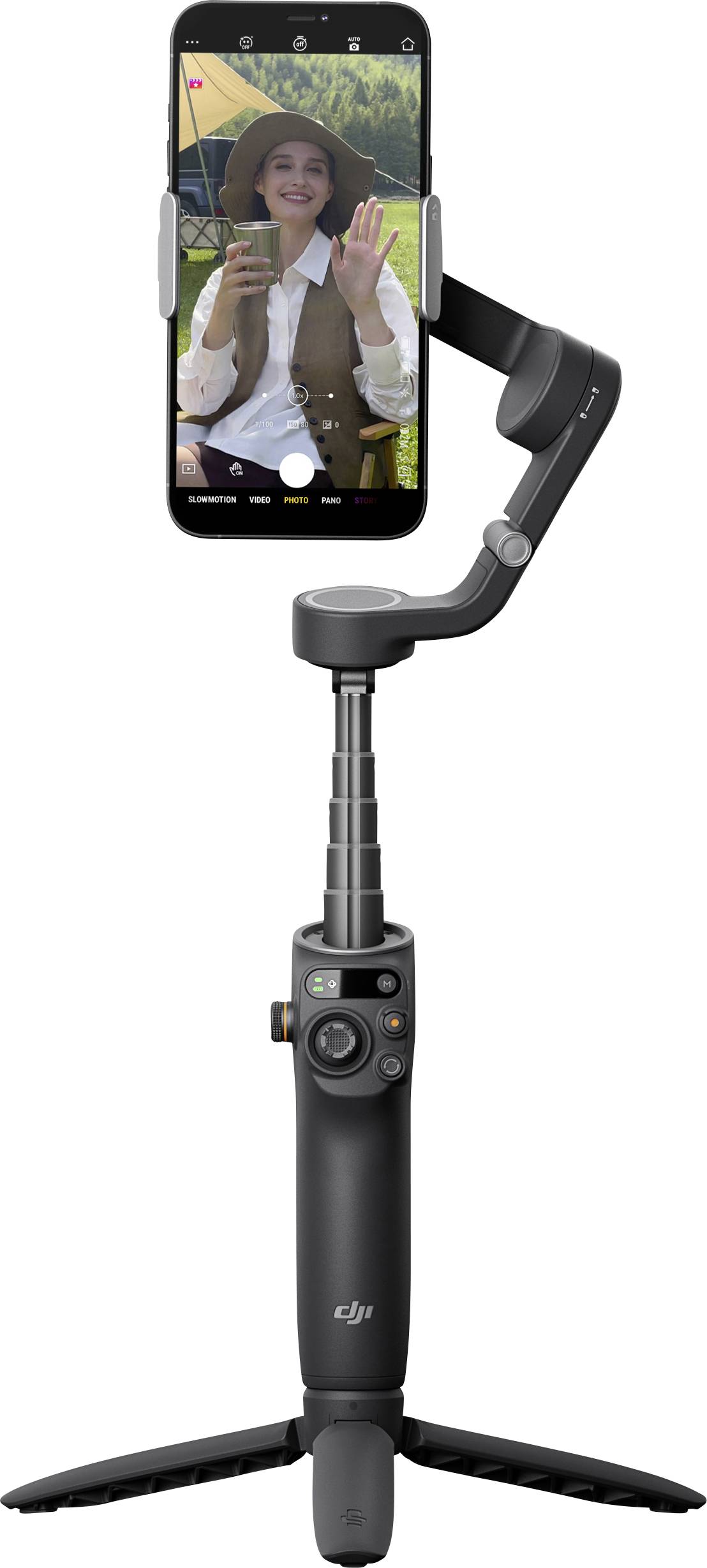DJI Osmo Mobile 6 Gimbal elektrisch 1/4 Zoll Schwarz Bluetooth, inkl. Smartphonehalter, inkl. Tasche