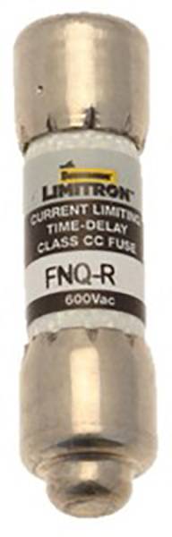 Eine FNQ-R 600Vac Feinsicherung der Marke 'Limitron' in zylindrischer Form, die Strombegrenzung und Zeitverzögerung bietet.