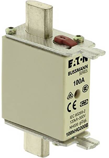Sicherung der Marke Eaton, Bussmann-Serie, 100A, IEC 60269-3 Norm.