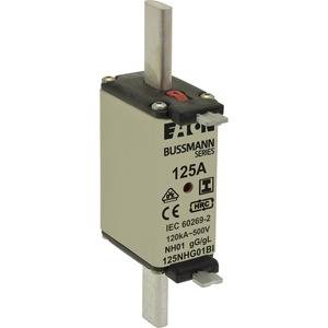 Ein zylindrischer NH-Sicherungseinsatz von Eaton Bussmann Serie, 125A, geeignet für 120kA-500V nach IEC 60269-2.