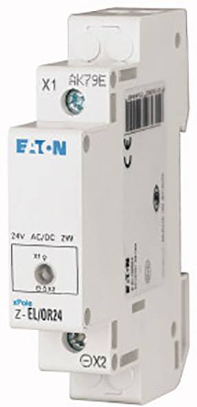 Stromschütz von Eaton, Modell Z-EL/OR24, geeignet für 24V AC/DC, in weißem Gehäuse.