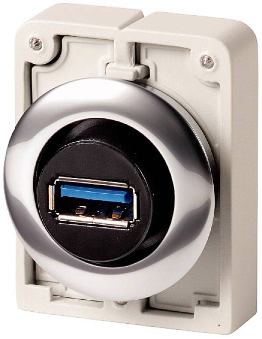 Eaton Einbaubuchse, mit fest angeschlossenem Stecker USB 3.0, Typ A, Frontring Metall Buchse, Einbau M30C-FUSB Y7-187082 Inhalt