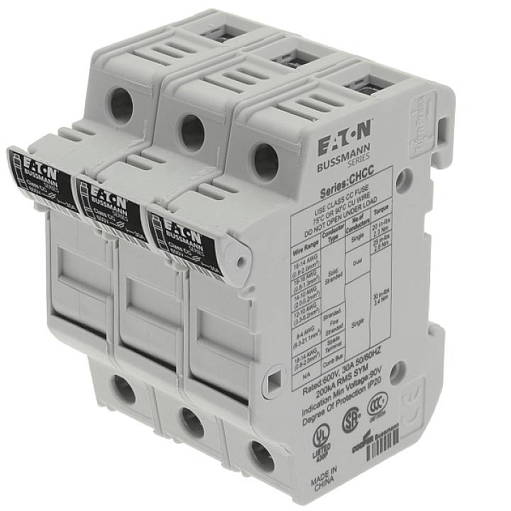 Eaton CHCC3DU Sicherungshalter 3phasig Passend für (Sicherungen) Feinsicherung 10.3 x 38mm 3polig 30A 600V 4St.