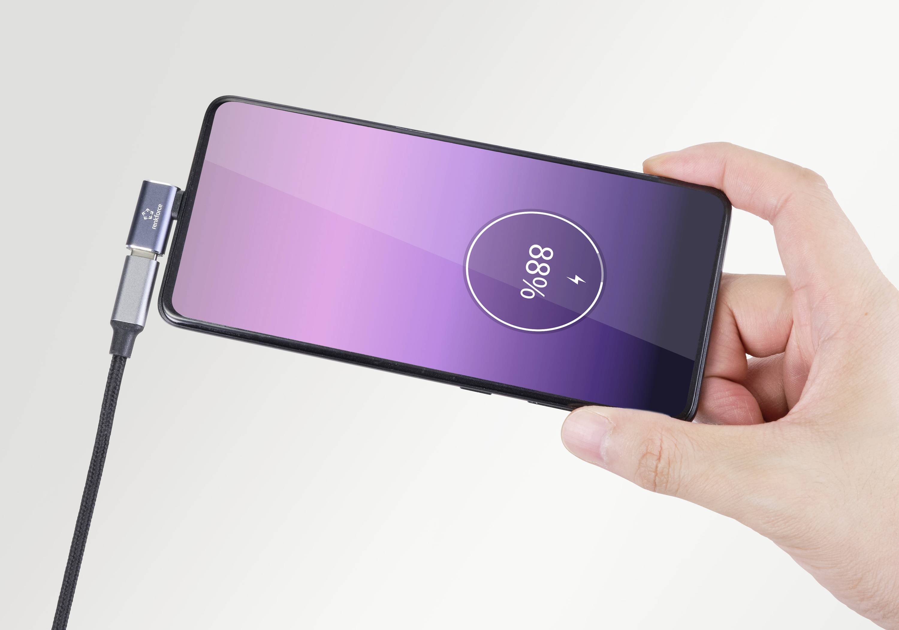 Renkforce USB4® Adapter [1x USB4® Stecker - 1x USB-C® Buchse] 40 GBit/s 90° nach links gewinkelt, Aluminium-Stecker