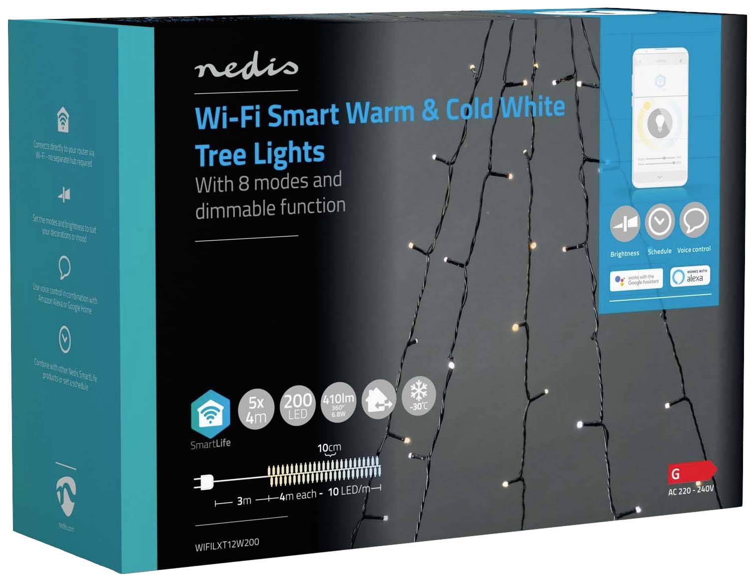 Nedis Lichterkette Innen/Außen EEK: G (A - G) 200 LED Warmweiß, Kaltweiß
