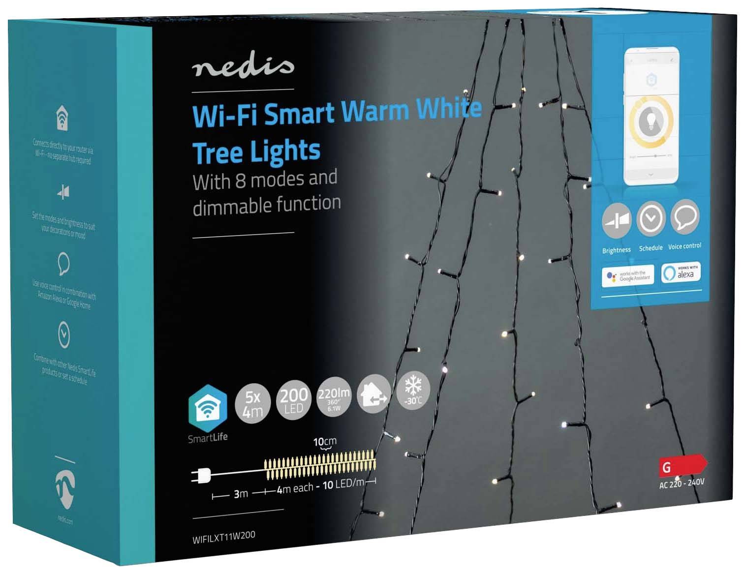 Nedis Lichterkette Innen/Außen EEK: G (A - G) 200 LED Warmweiß