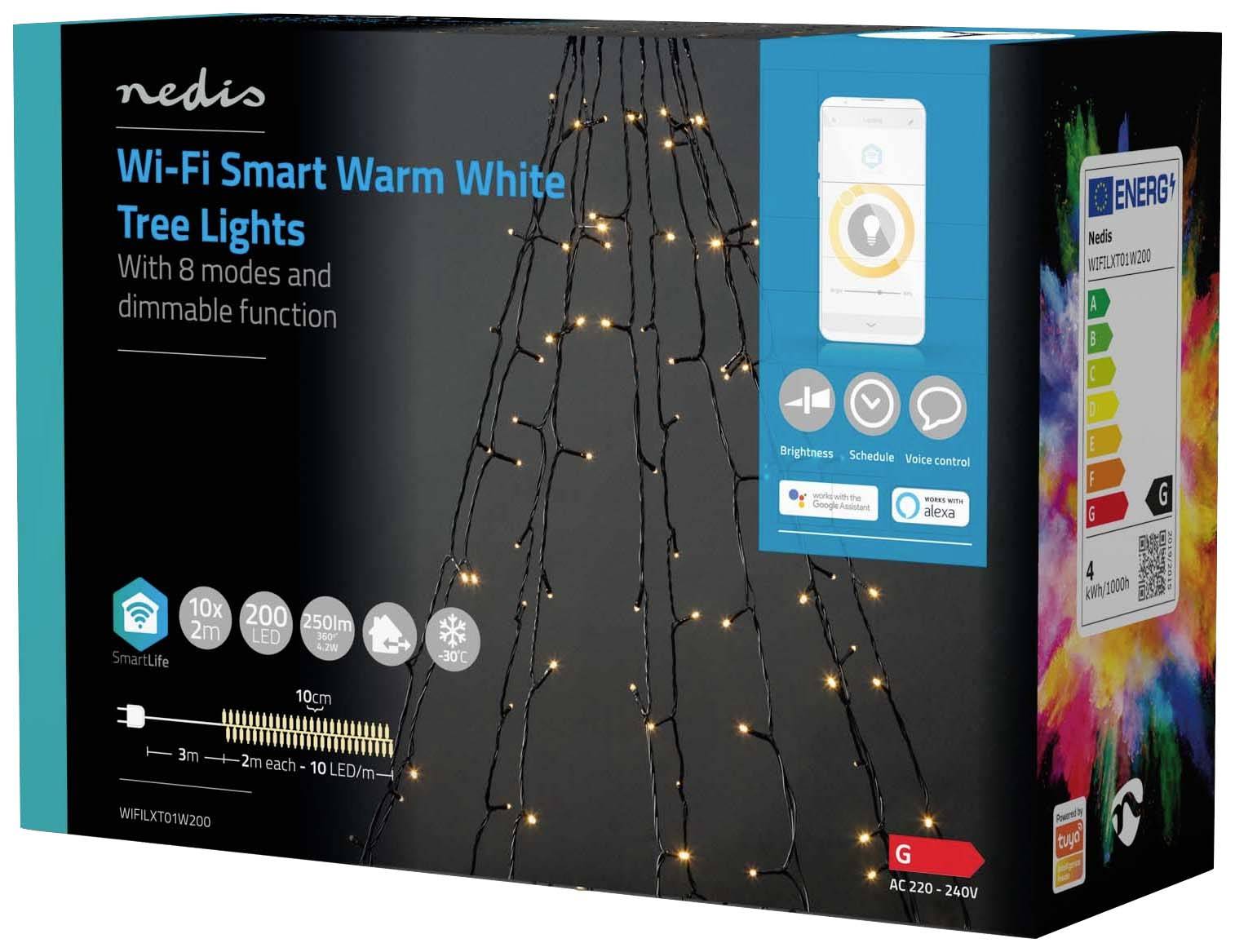 Nedis Lichterkette Innen/Außen EEK: G (A - G) 200 LED Warmweiß