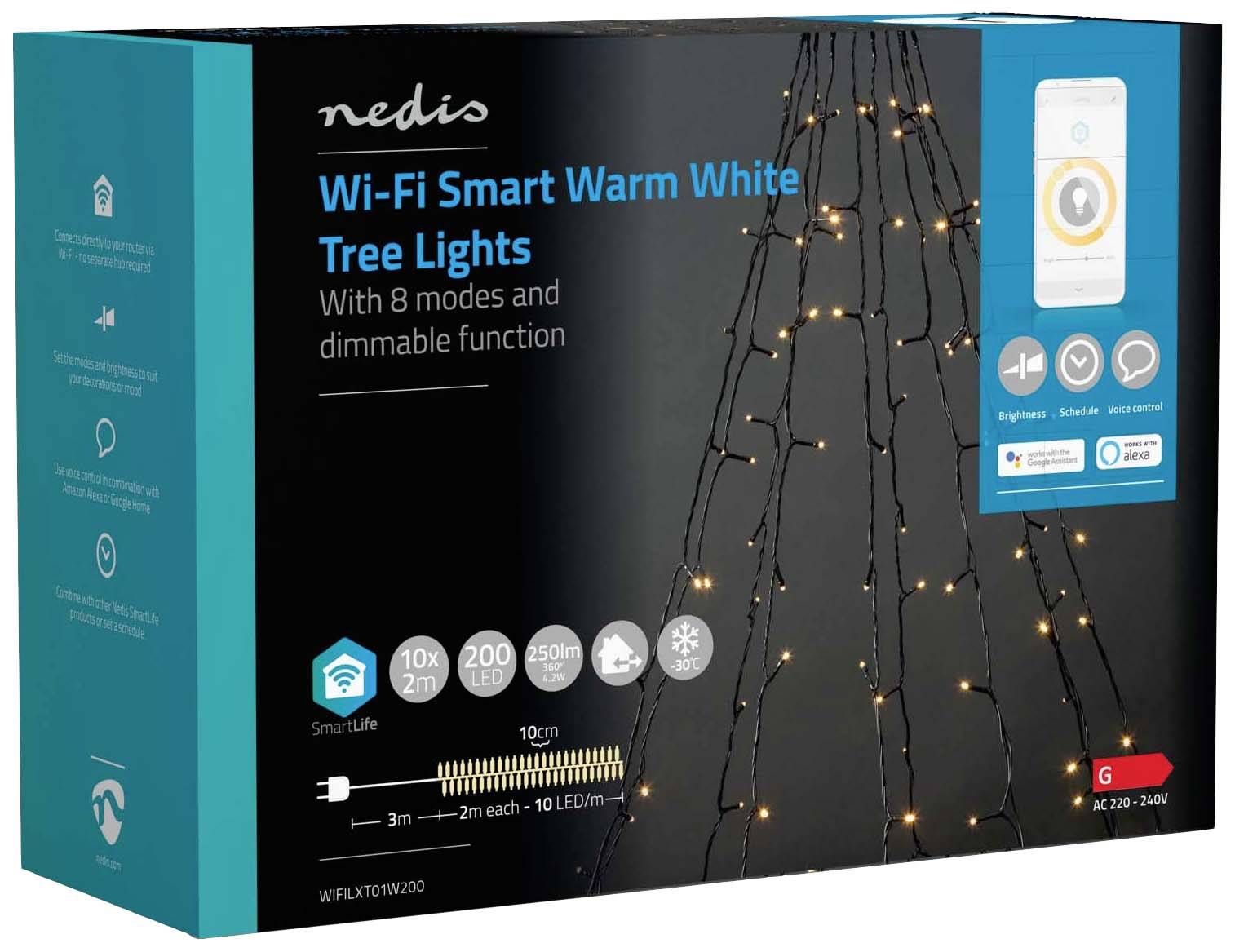Nedis Lichterkette Innen/Außen EEK: G (A - G) 200 LED Warmweiß