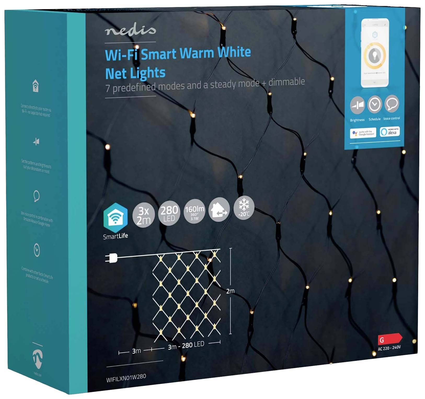 Nedis LED-Lichternetz Innen/Außen EEK: G (A - G) 280 LED Warmweiß