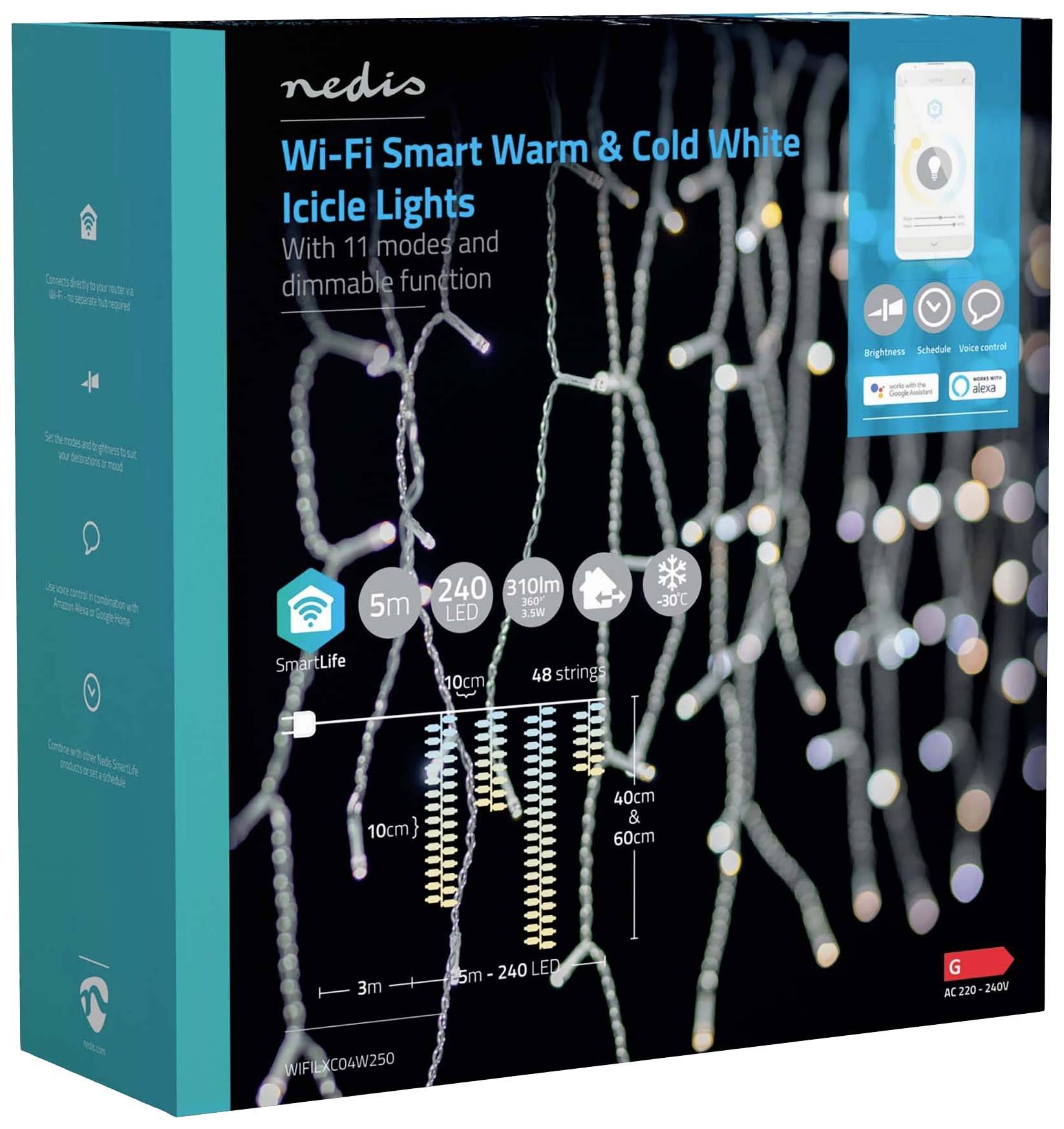 Nedis Lichterkette Innen/Außen EEK: G (A - G) 240 Warmweiß, Kaltweiß