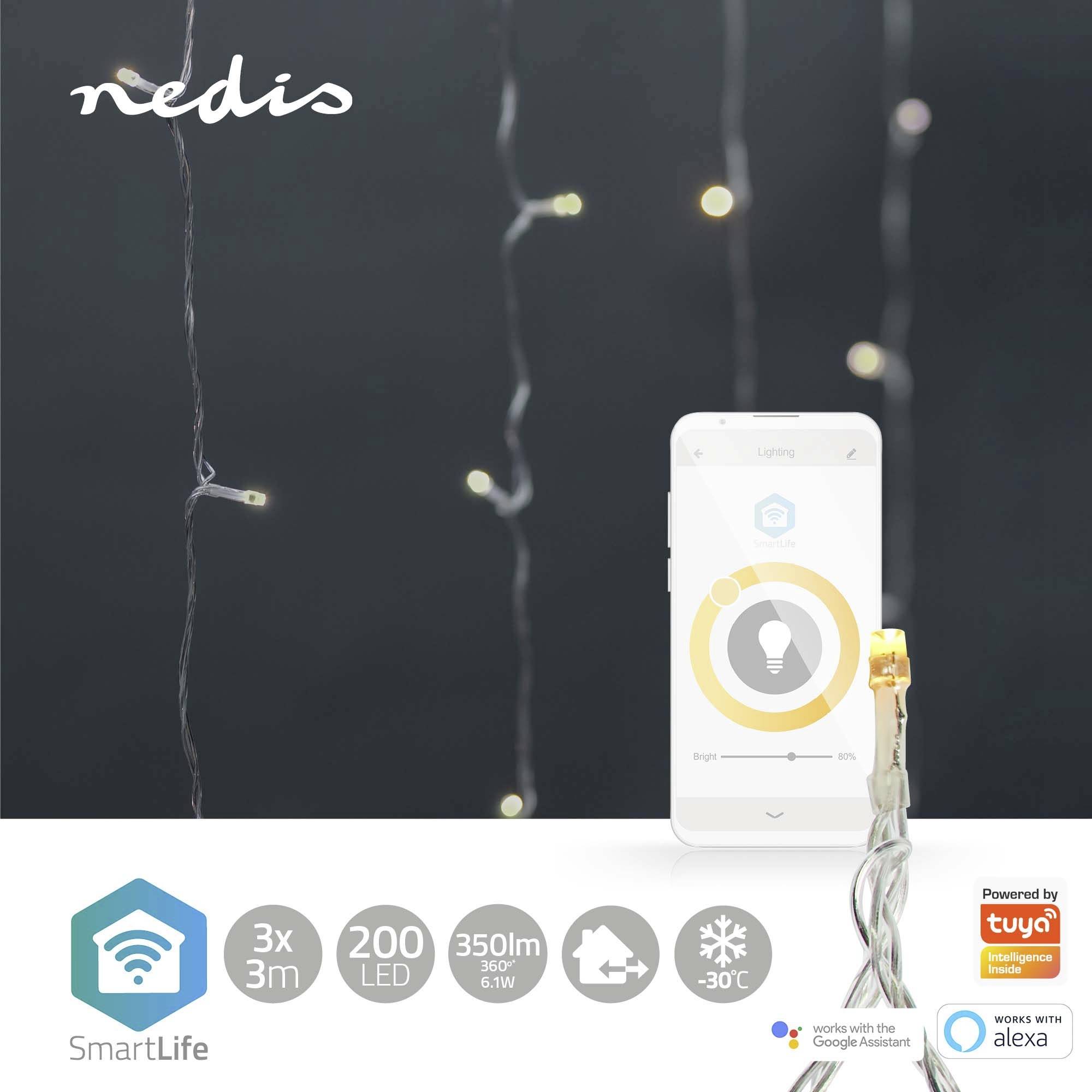 Nedis LED-Vorhang Innen/Außen EEK: G (A - G) 180 LED Warmweiß, Kaltweiß