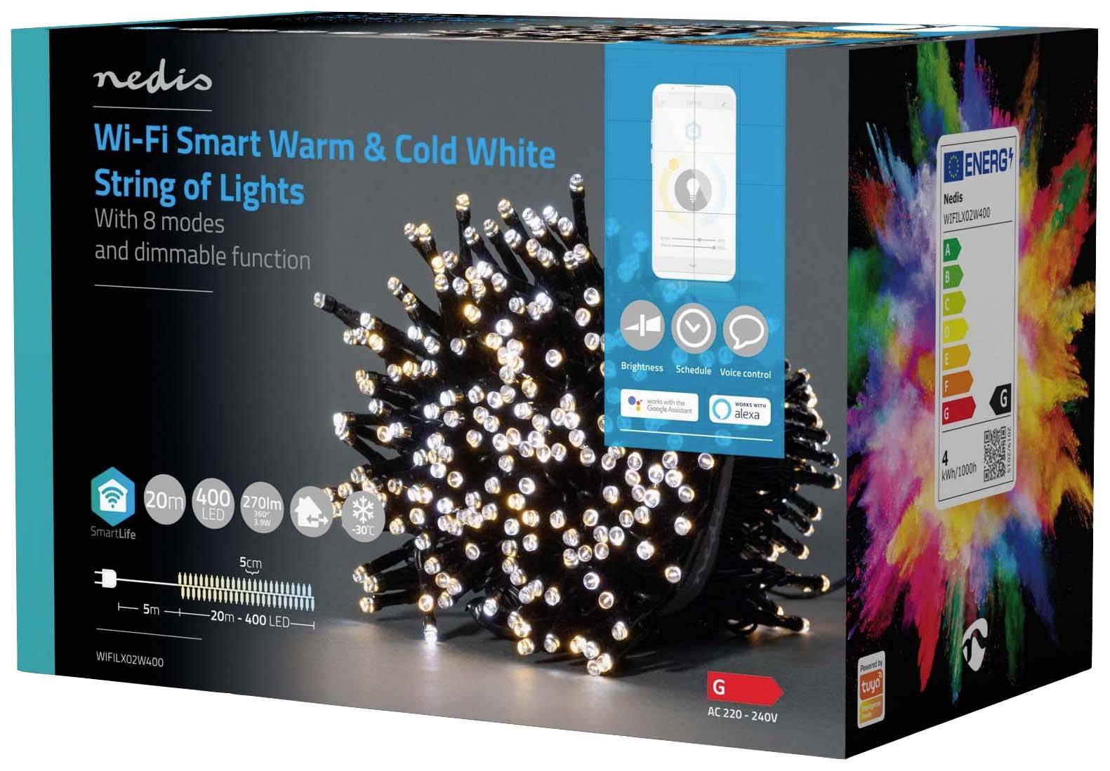 Nedis Lichterkette Innen/Außen EEK: G (A - G) 400 LED Warmweiß, Kaltweiß