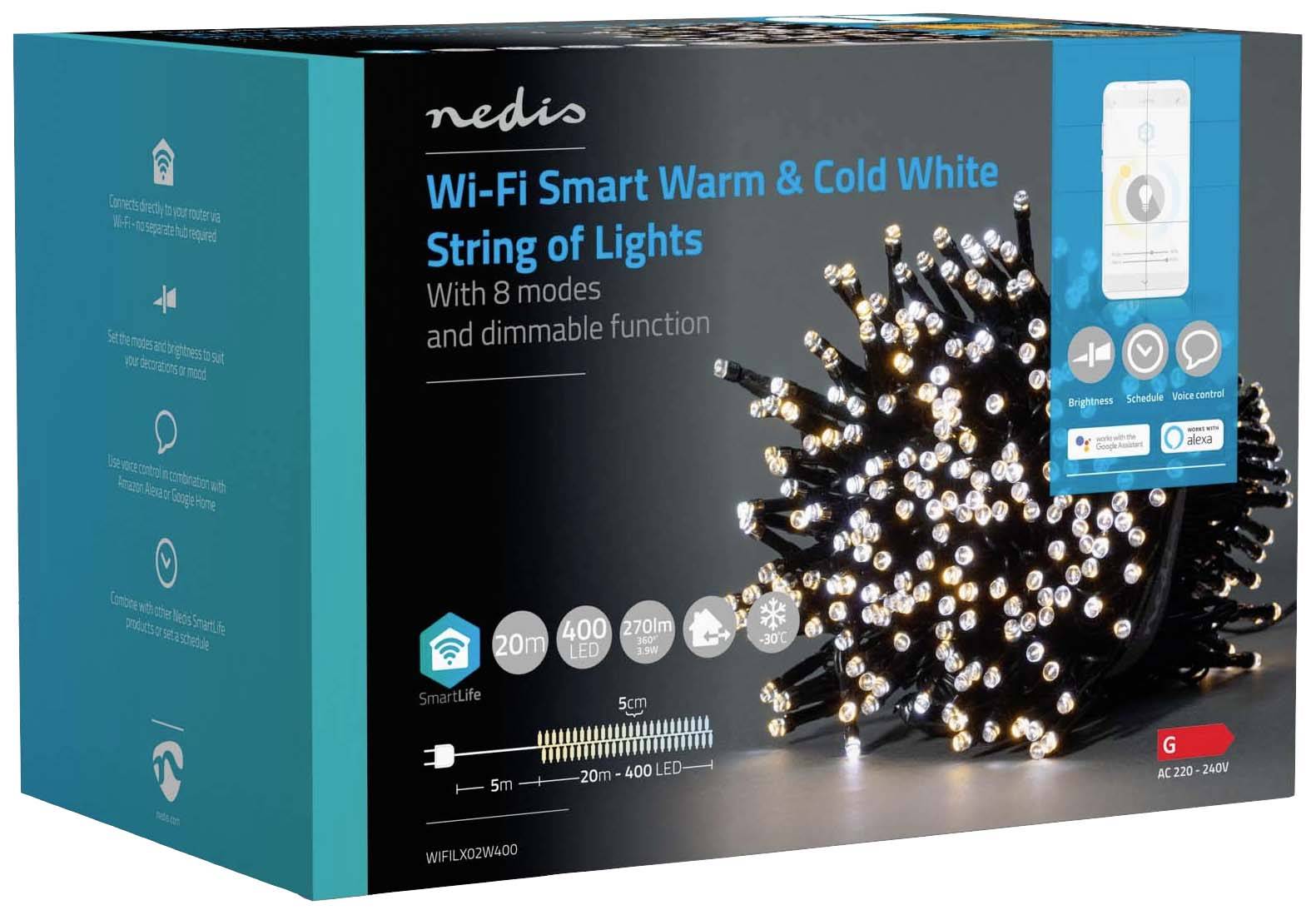 Nedis Lichterkette Innen/Außen EEK: G (A - G) 400 LED Warmweiß, Kaltweiß