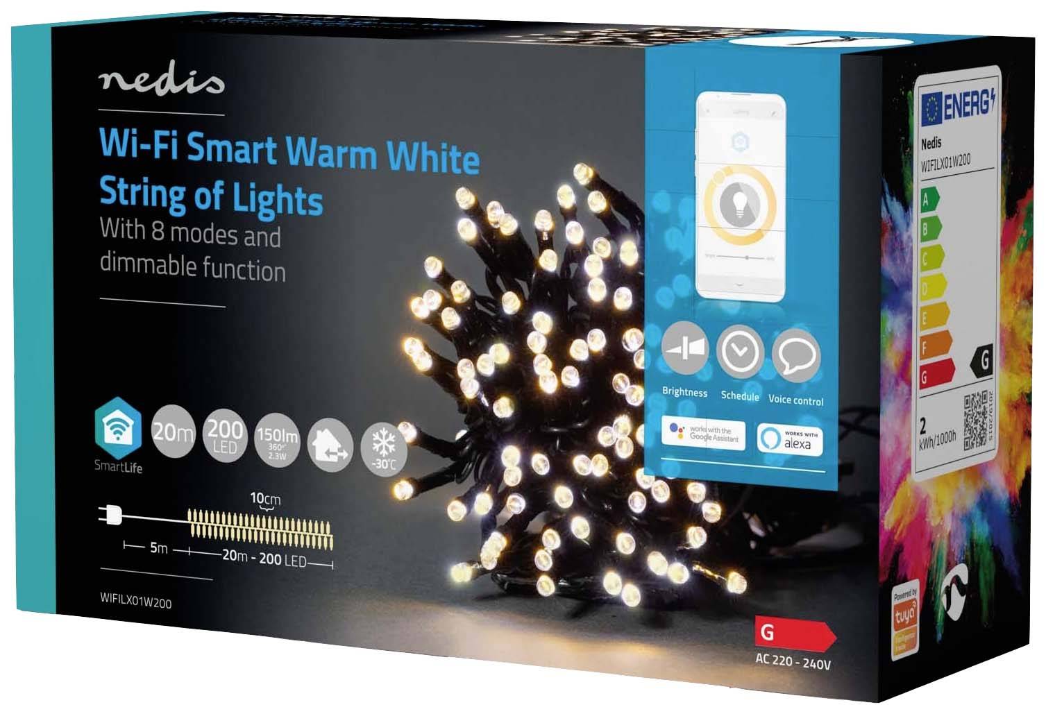 Nedis Lichterkette Innen/Außen EEK: G (A - G) 200 LED Warmweiß