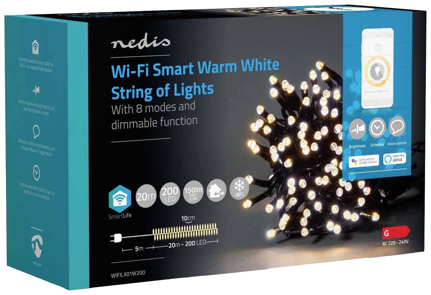 Nedis Lichterkette Innen/Außen EEK: G (A - G) 200 LED Warmweiß