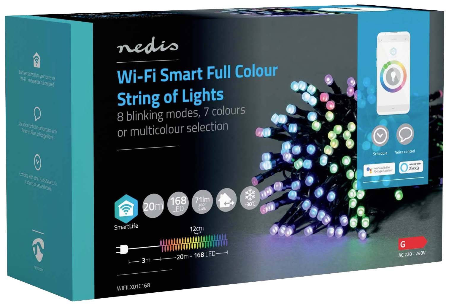 Nedis Lichterkette Innen/Außen EEK: G (A - G) 168 LED RGB