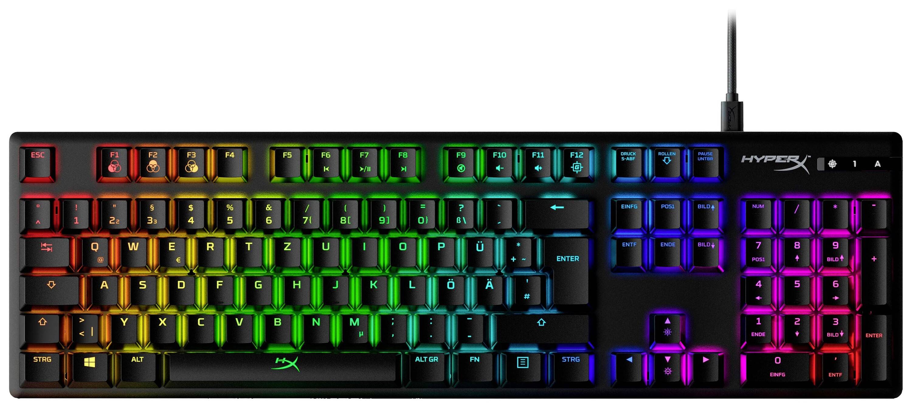 HyperX Alloy Origins Mechanical Kabelgebunden Gaming-Tastatur Deutsch, QWERTZ Schwarz Abnehmbares K