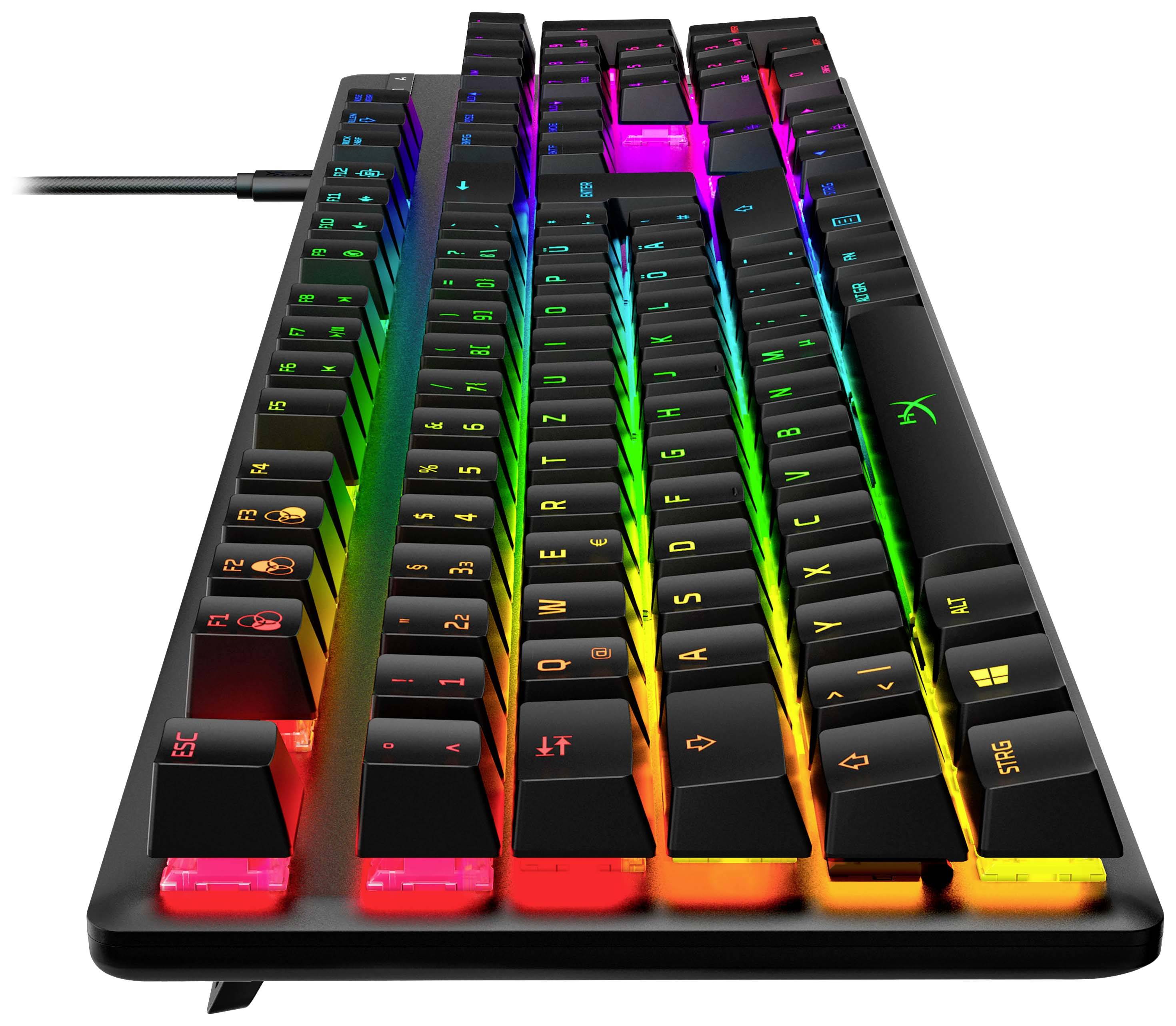 HyperX Alloy Origins Mechanical Kabelgebunden Gaming-Tastatur Deutsch, QWERTZ Schwarz Abnehmbares Kabel, Beleuchtet, Switch: Red