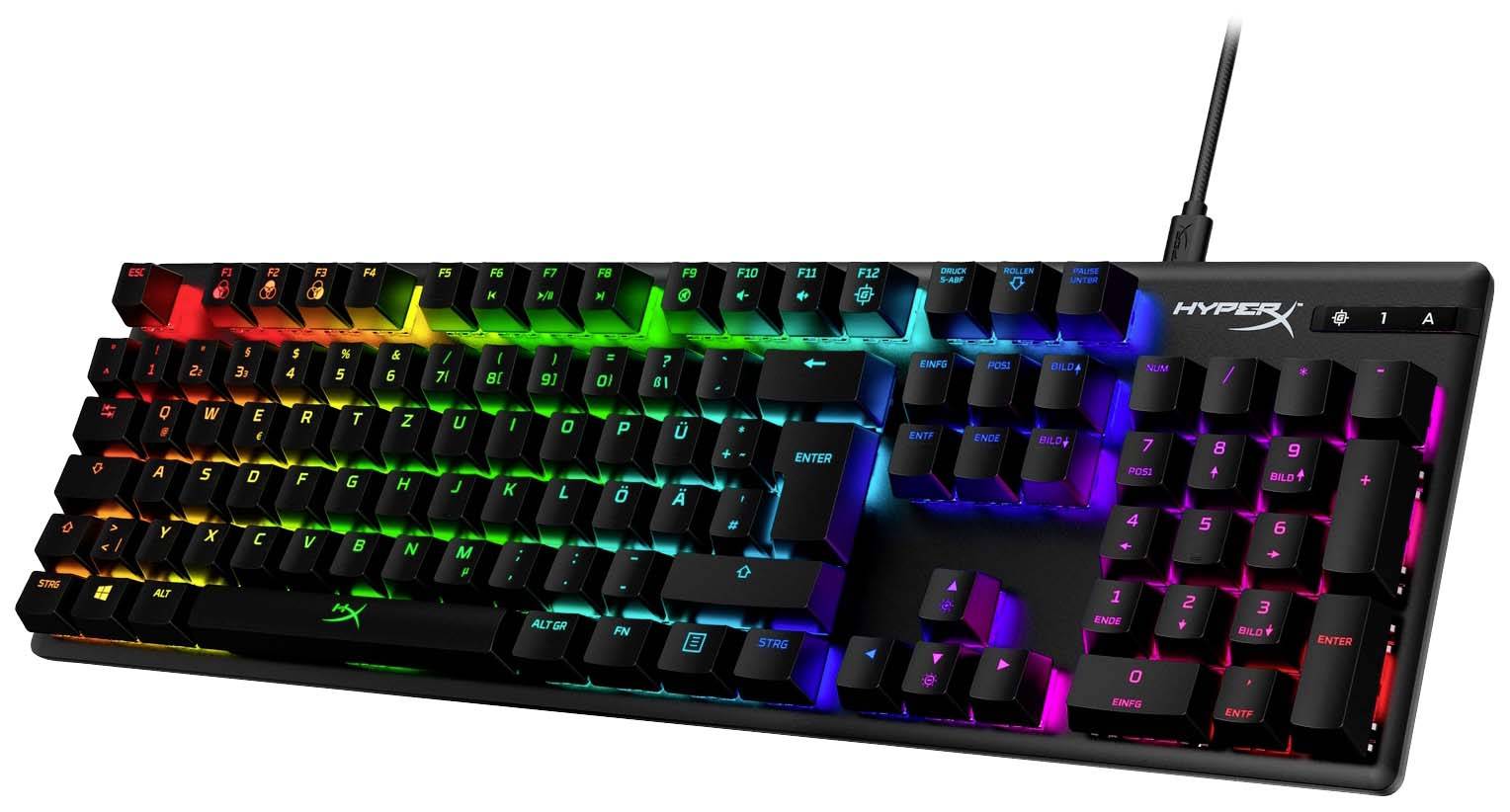 HyperX Alloy Origins Mechanical Kabelgebunden Gaming-Tastatur Deutsch, QWERTZ Schwarz Abnehmbares Kabel, Beleuchtet, Switch: Red