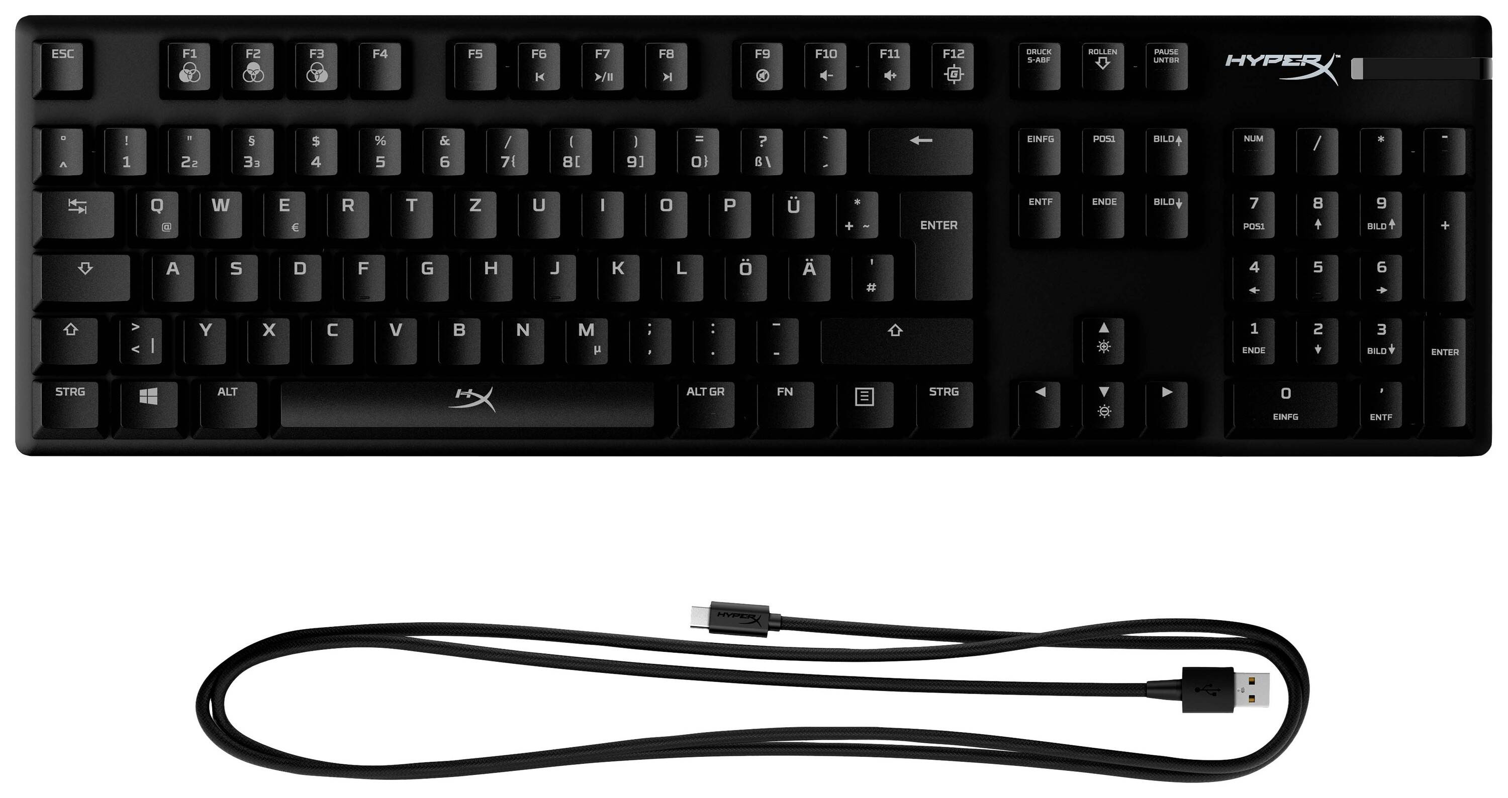 HyperX Alloy Origins Mechanical Kabelgebunden Gaming-Tastatur Deutsch, QWERTZ Schwarz Abnehmbares Kabel, Beleuchtet, Switch: Red