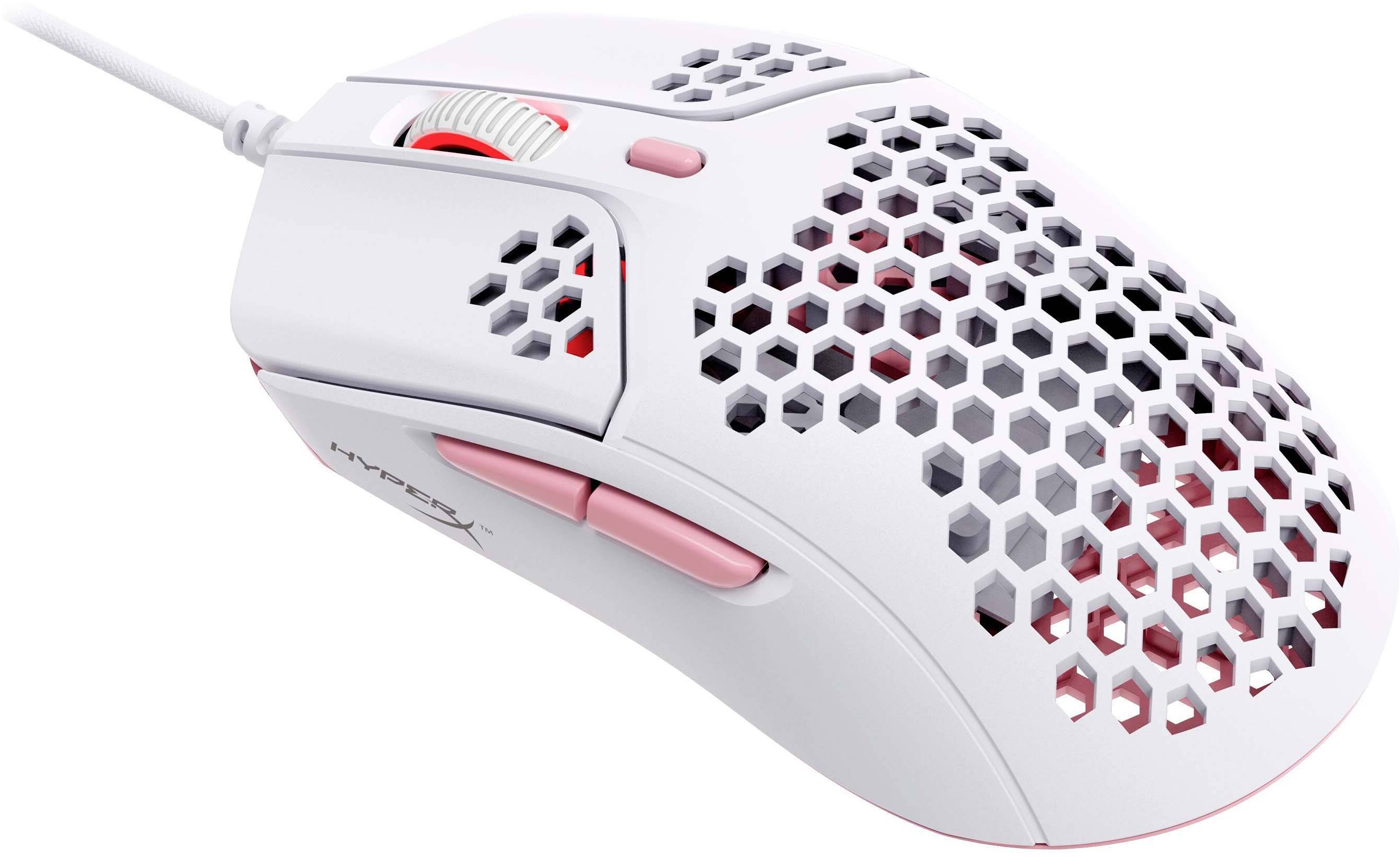 HyperX Pulsefire Haste Gaming-Maus Kabelgebunden Optisch Weiß, Pink 6 Tasten 16000 dpi Beleuchtet