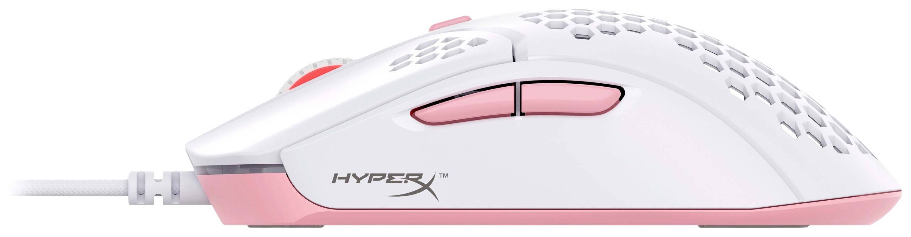 HyperX Pulsefire Haste Gaming-Maus Kabelgebunden Optisch Weiß, Pink 6 Tasten 16000 dpi Beleuchtet