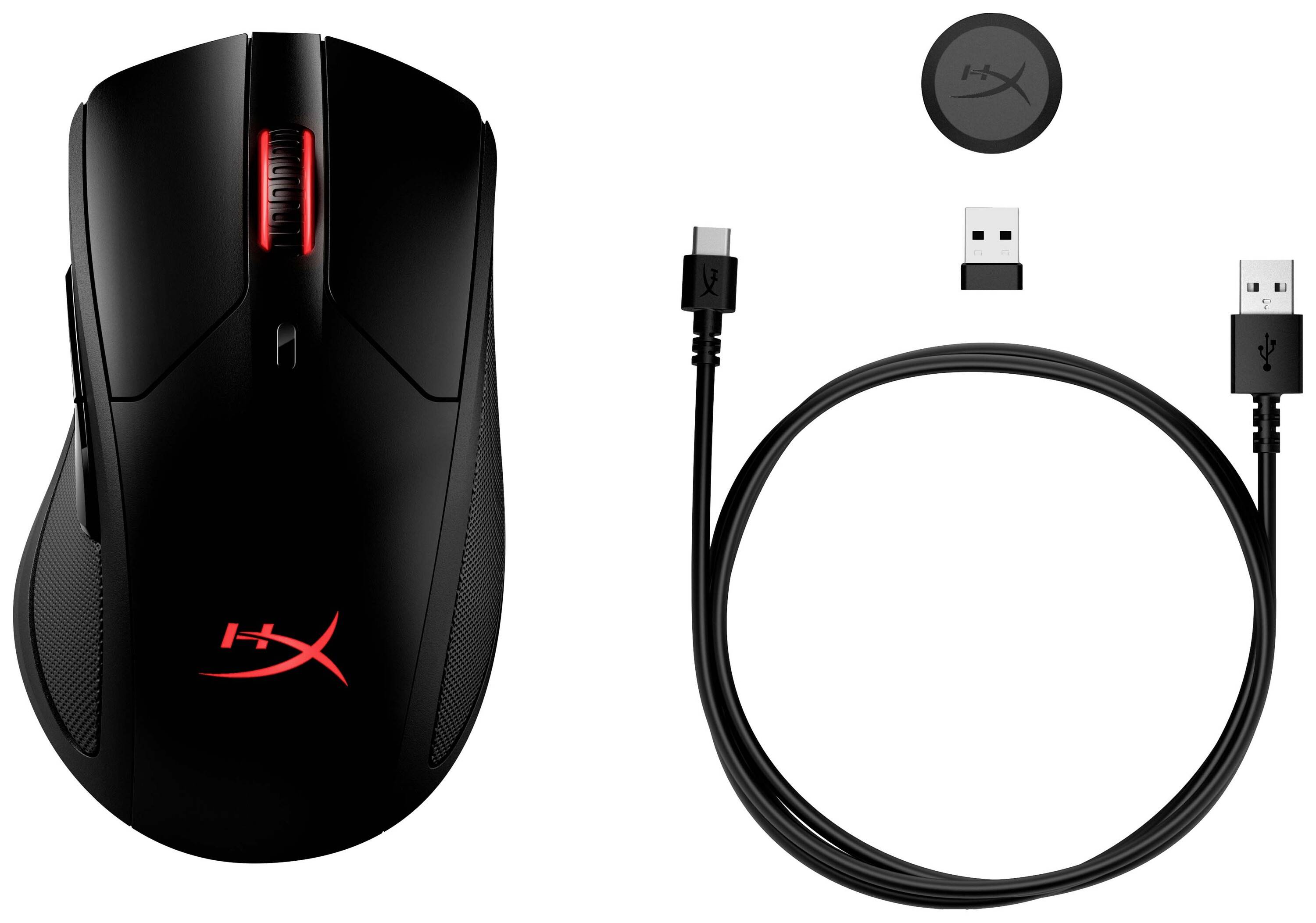 HyperX Pulsefire Dart Wireless Gaming-Maus Kabellos, Funk, Kabelgebunden Optisch Schwarz 6 Tasten 16000 dpi Beleuchtet