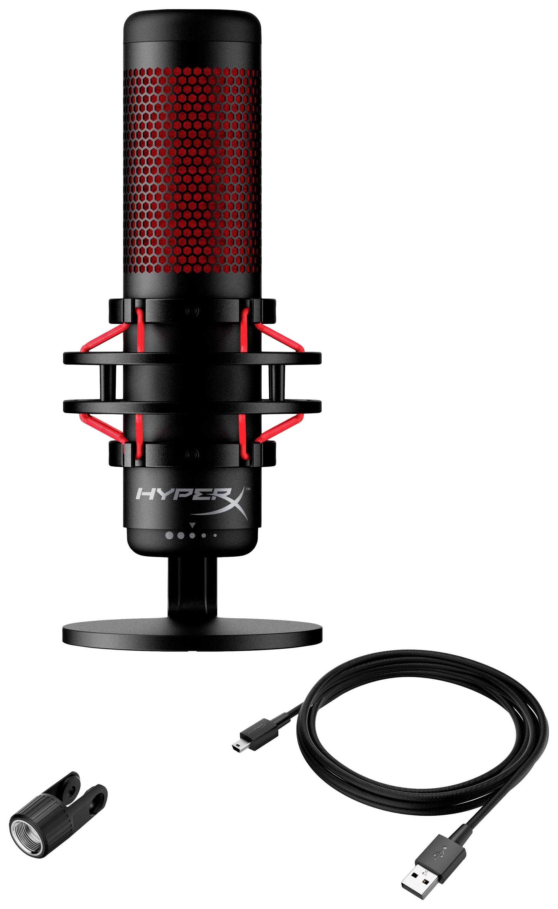 HyperX QuadCast Stand PC-Mikrofon Übertragungsart (Details):Kabelgebunden Standfuß USB, Mikrofon (3.5mm Klinke) Kabelgebunden
