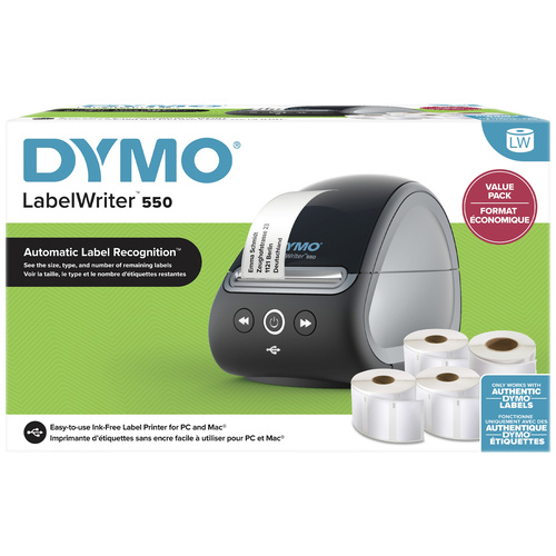 DYMO Labelwriter 550 Imprimante d'étiquettes thermique directe 300 x 300 dpi Largeur des étiquettes (max.): 61 mm pack avantage