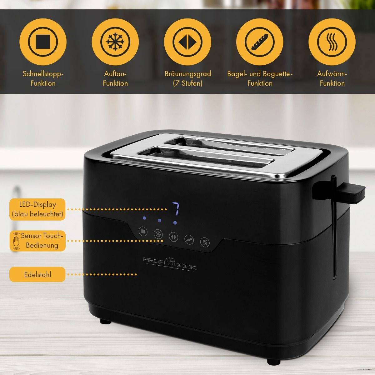 Profi Cook PC-TA 1244 Toaster Schwarz