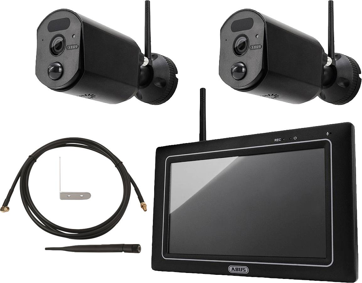 ABUS PPDF17000 + PPDF17520 + TVAC17 Funk-Überwachungskamera-Set 4-Kanal mit 2 Kameras 2304 x 1296 P